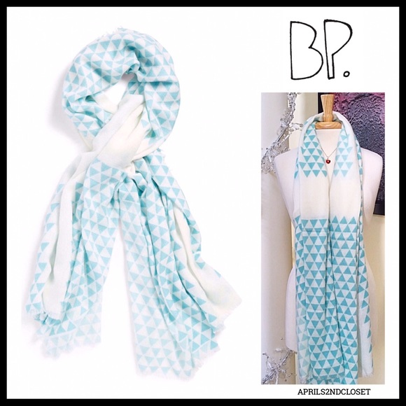 bp Accessories - LONG TURQUOISE WHITE WRAP CAPE BLANKET SCARF